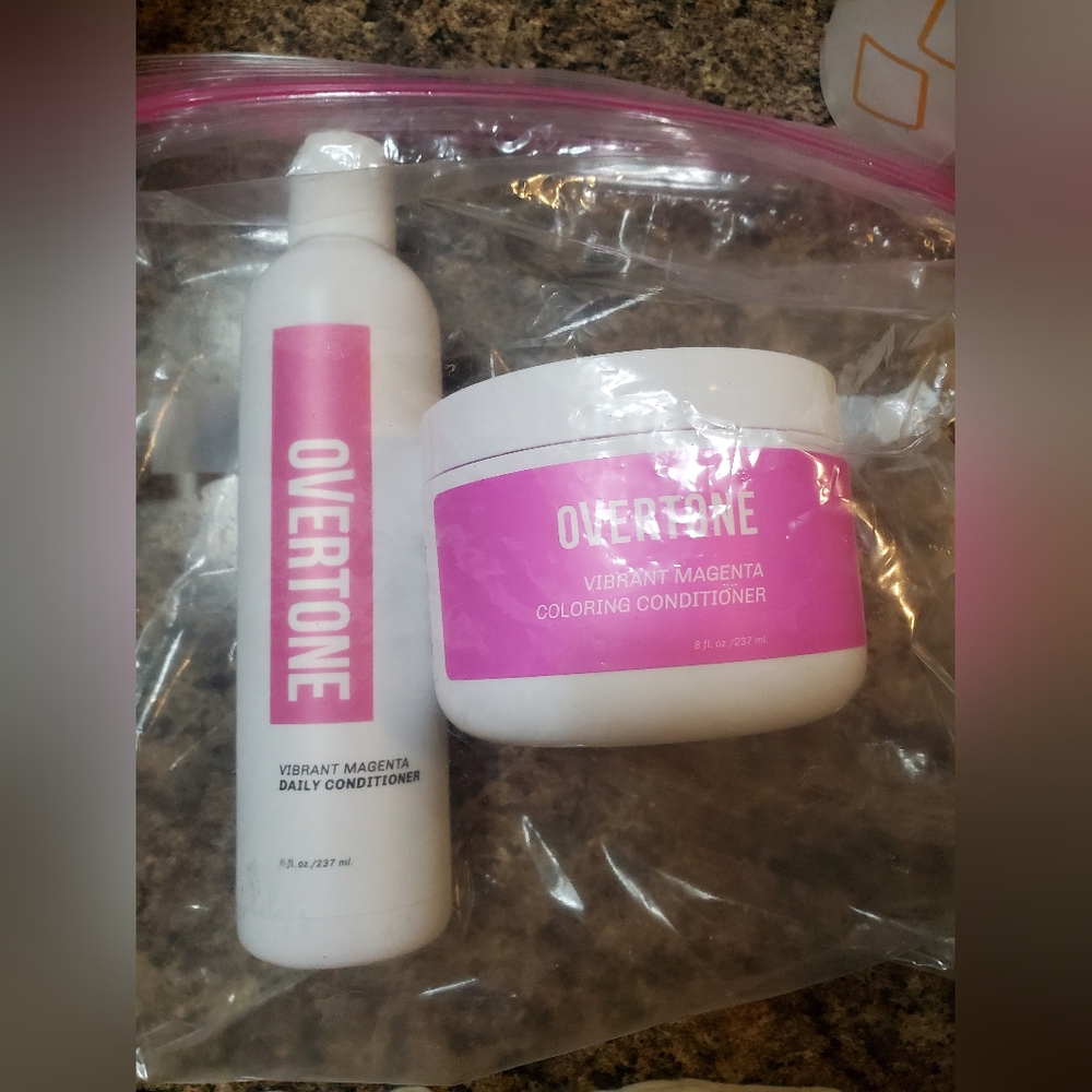 Overtone Vibrant Magenta Hair Coloring Conditioner Duo Set Temp